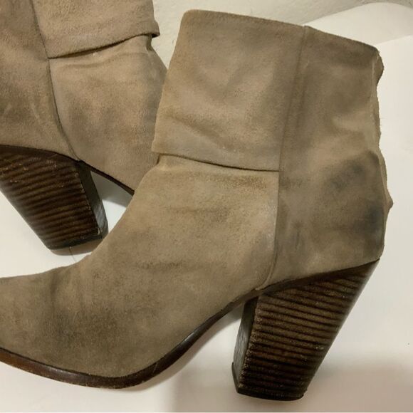 Rag & Bone Classic Distressed Newbury Booties Tan Suede 38 - Picture 8 of 14